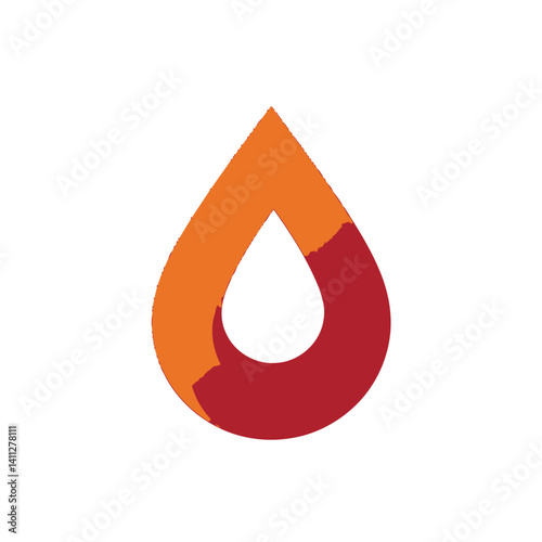 Abstract drop shape with orange and red color