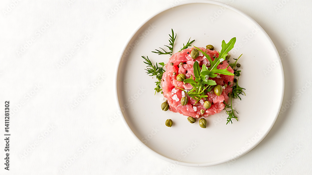Culinary action beef tartare preparation kitchen food photography contemporary environment close-up view gourmet experience Culinary action beef tartare preparation kitchen food photography contemporary environment close-up view gourmet experience