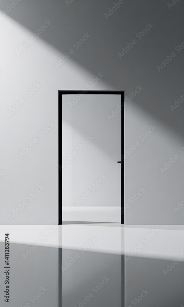 A modern door in an empty room. A modern door in an empty room.
