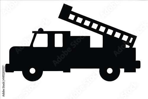 fire fighter truck silhouette, fighter truck black vector