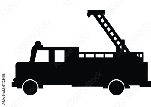 fire fighter truck silhouette, fighter truck black vector