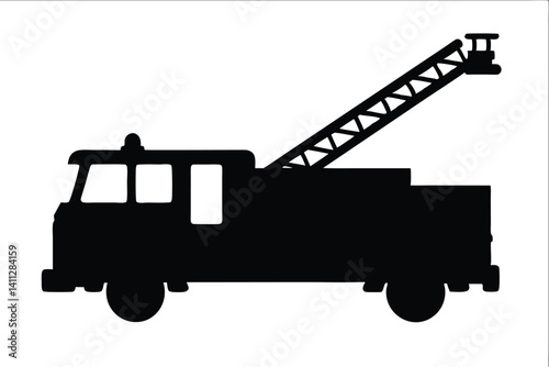 fire fighter truck silhouette, fighter truck black vector