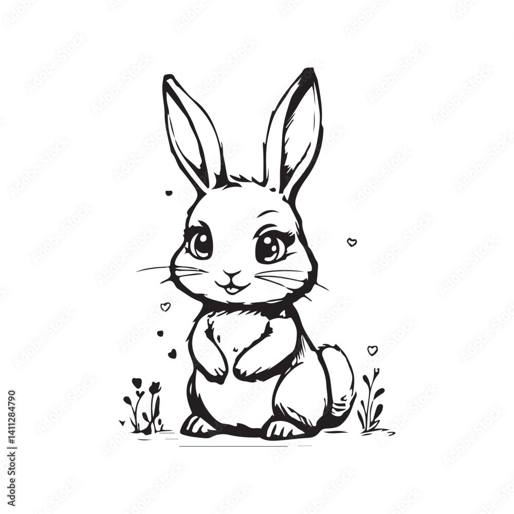Obraz premium vector illustration of cartoon bunny