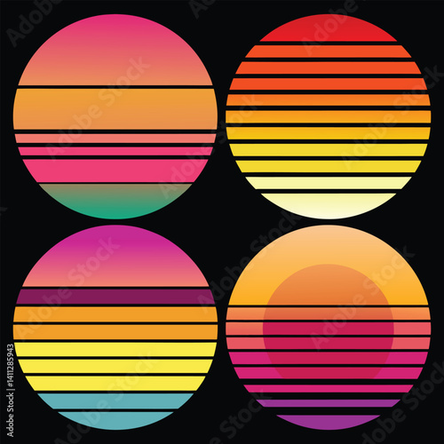 Vintage retro background set collection
