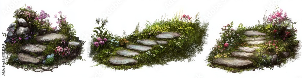 Stone Steps and Flora Arrangement Stone Steps and Flora Arrangement