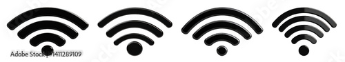 black wifi signal strength icons set on white background.