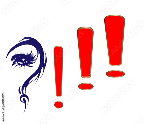 Vector illustration of choosing a favorite girl with exclamation and question mark on white background.