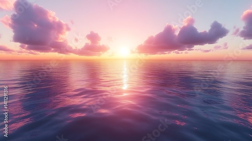 Serene sunset over calm ocean waters.