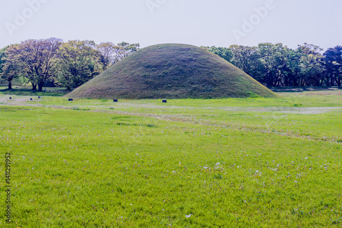 Large mound of royal tomb in Gyeongju city, South Korea.