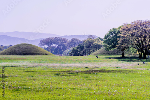 Large mound of royal tomb in Gyeongju city, South Korea.