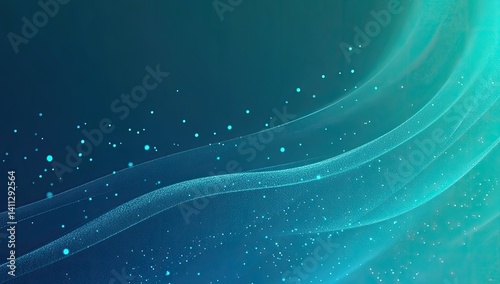 Abstract teal digital waves with particles