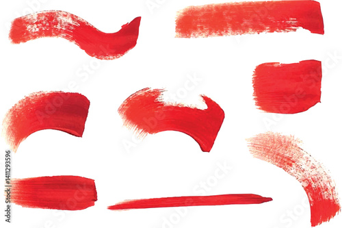 Vector red paint and brush strokes