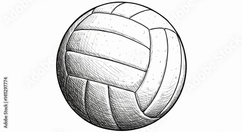 Hand-drawn vector sketch of a volleyball with classic shading