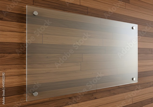 Wallpaper Mural Frosted Glass Panel Mounted on Wooden Interior Wall for Mockup Torontodigital.ca