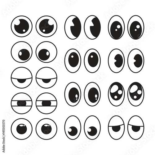 Cute Cartoon Eyes Vector Illustration