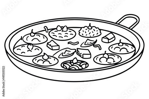 paella line art elegant and simple drawing of paella