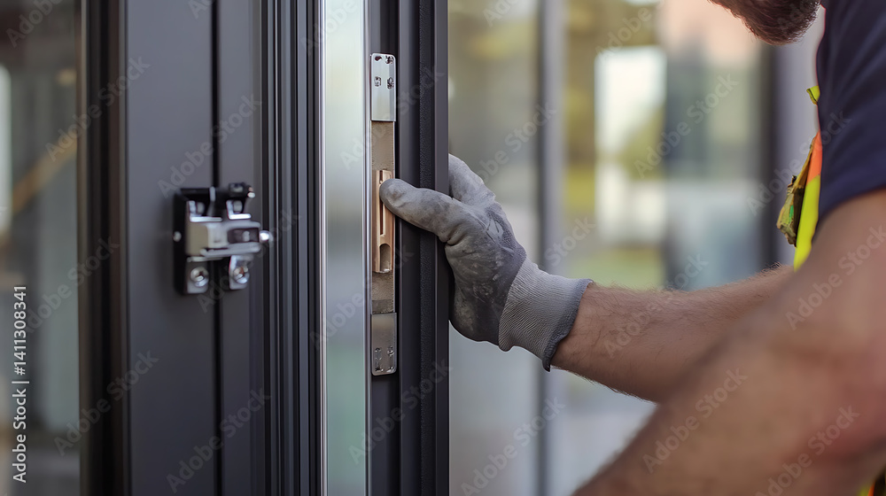custom made wallpaper toronto digitalA construction worker installing a door frame at a building site. Featuring precision and skill