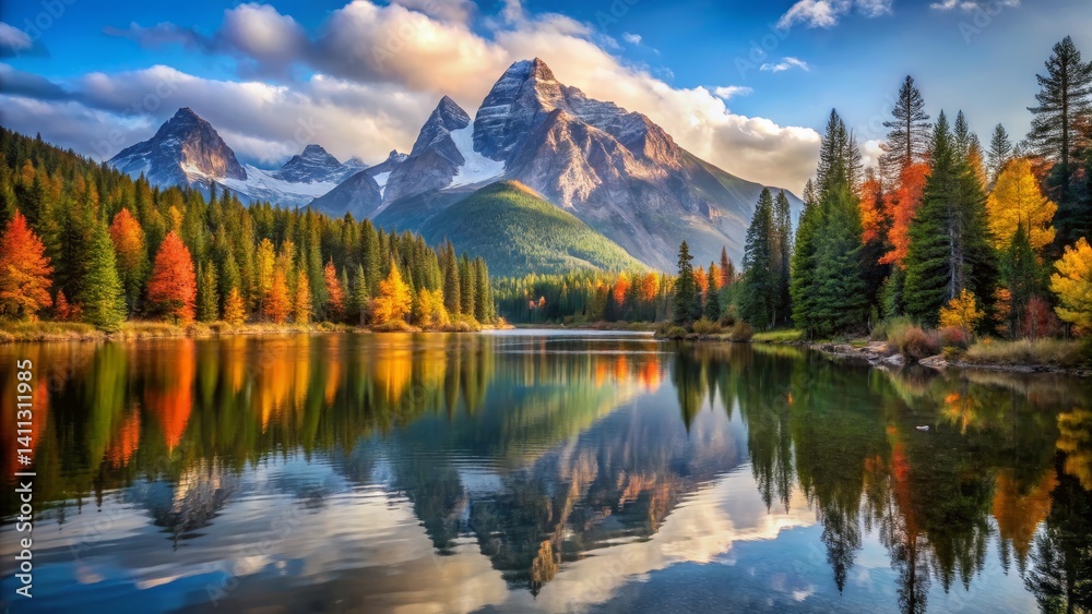 Obraz premium Autumn Mountain Lake Reflection