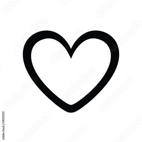 Cute heart silhouette. A charming heart shape with smooth lines and balanced proportions symbolizing love and affection. Vector clipart black illustration design.