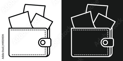 Wallet icon set. Containing e-wallet, purse, dollar, secured, protection, cardholder, credit card, cash and more. Solid vector icons collection in eps 10.