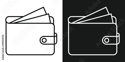 Wallet icon set. Containing e-wallet, purse, dollar, secured, protection, cardholder, credit card, cash and more. Solid vector icons collection in eps 10.
