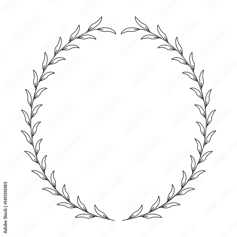 Laurel Wreath and border set, branches, leaves Laurel Wreath and border set, branches, leaves