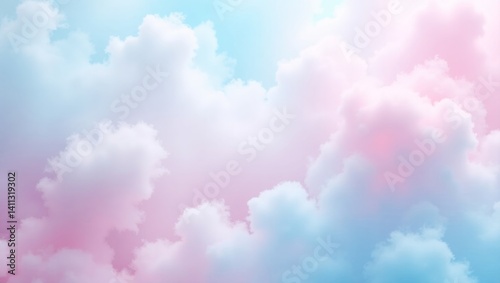 whimsical cotton candy background with swirling pastel pink and blue hues, fluffy and light
