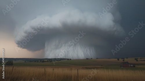 Massive storm cloud over a rural landscape photo