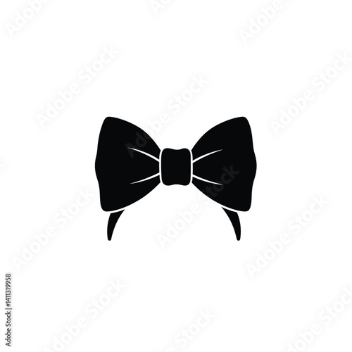 Elegant Black Bow Tie Silhouette Design Isolated On White Background
