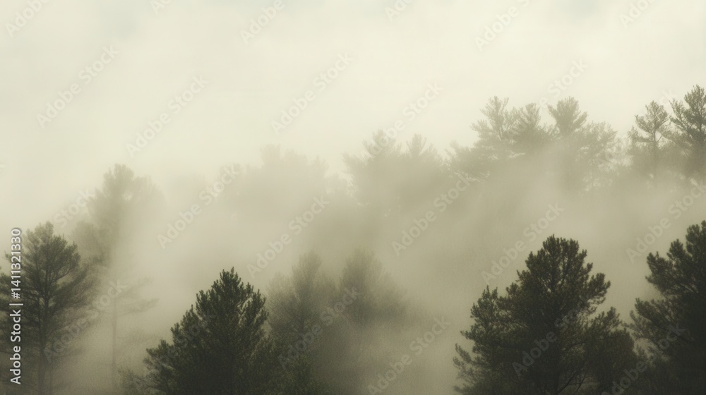 Naklejka premium Misty forest scene