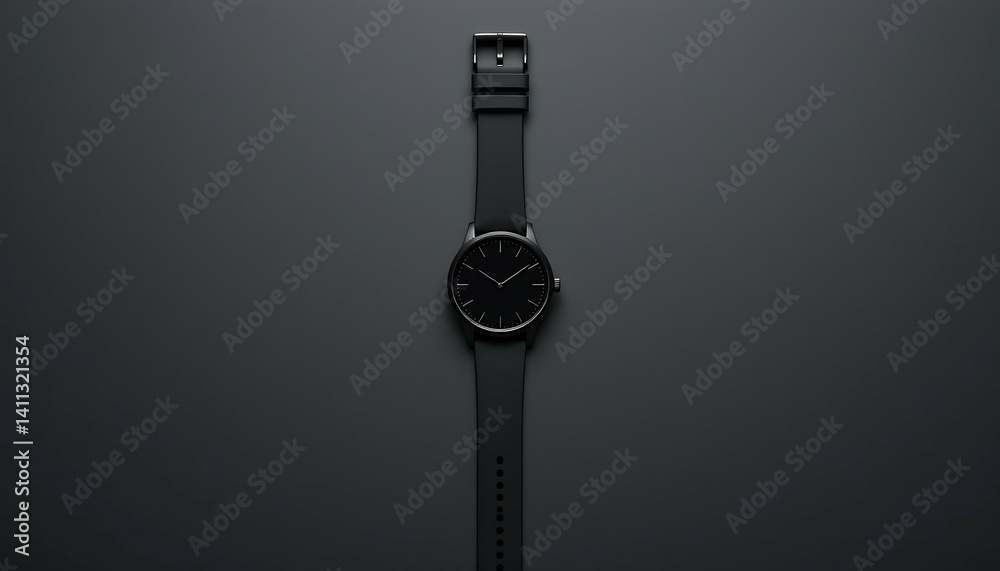 Sleek Black Watch: Minimalist Design on Dark Background Sleek Black Watch: Minimalist Design on Dark Background