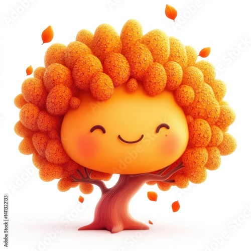 cute cartoon character comman beech tree isolated on white background  photo