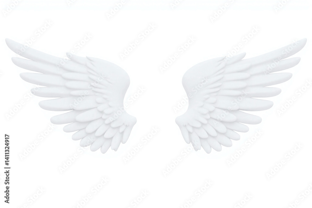 Obraz premium pair of white angel wings on a white background