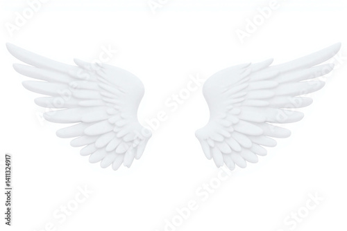 pair of white angel wings on a white background