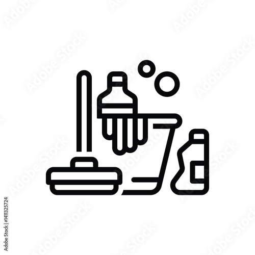 Black line icon for means of cleaning