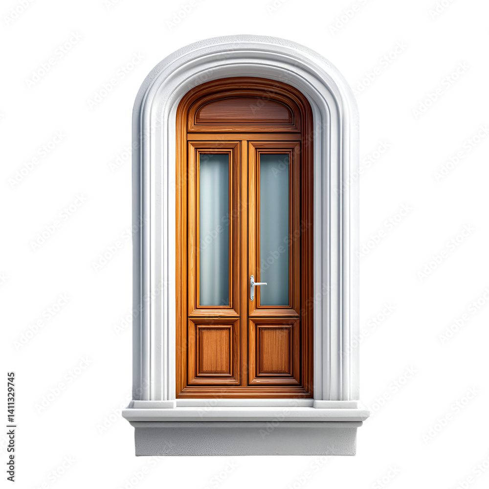 Obraz premium White-Framed Wooden Double Door with Glass 3D