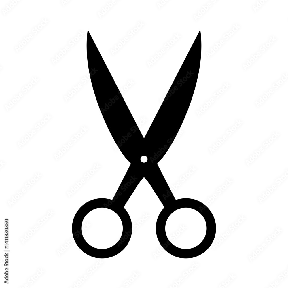 Black scissors flat silhouette icon. Scissors for cutting flat design isolated on transparent background. Vector illustration Black scissors flat silhouette icon. Scissors for cutting flat design isolated on transparent background. Vector illustration