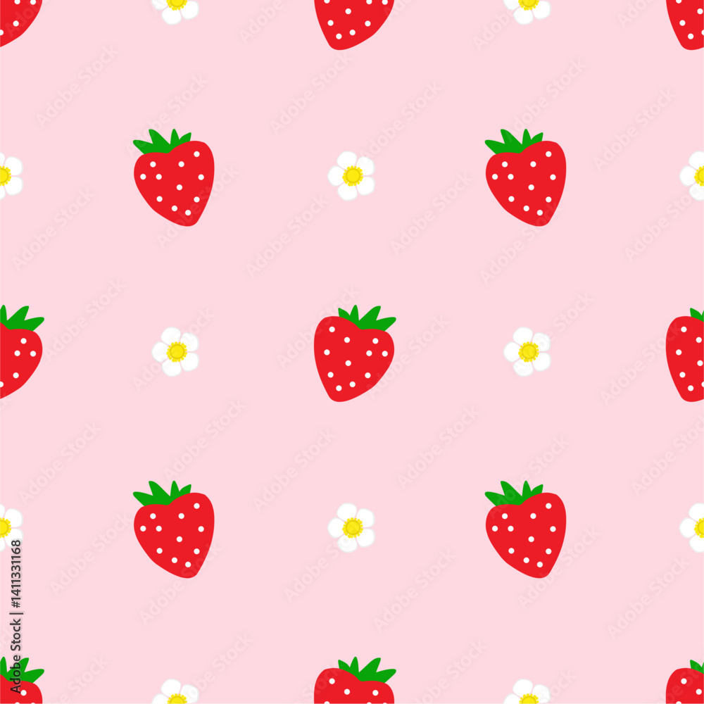 Seamless pattern with cute strawberry. Seamless pattern with cute strawberry.