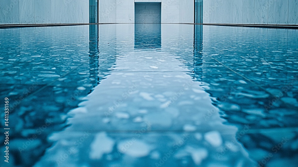 Obraz premium Serene Indoor Pool with Stone Pathway