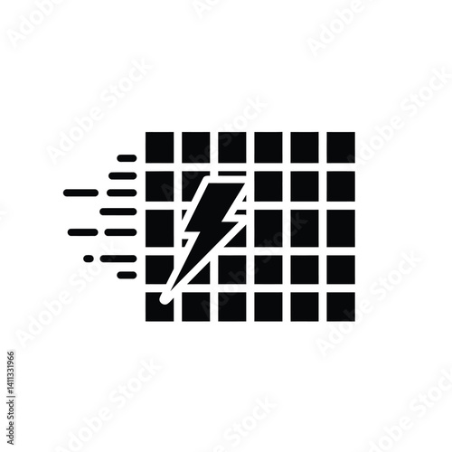 Fast Data Transfer Grid Network And Lightning Bold Connection Symbol