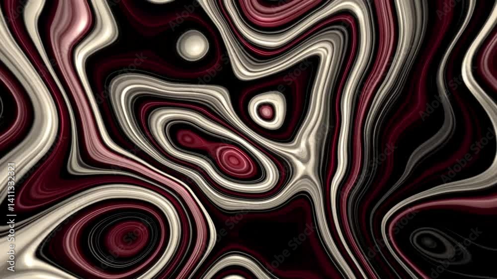 red white and black abstract swirls and waves on dark background animation video