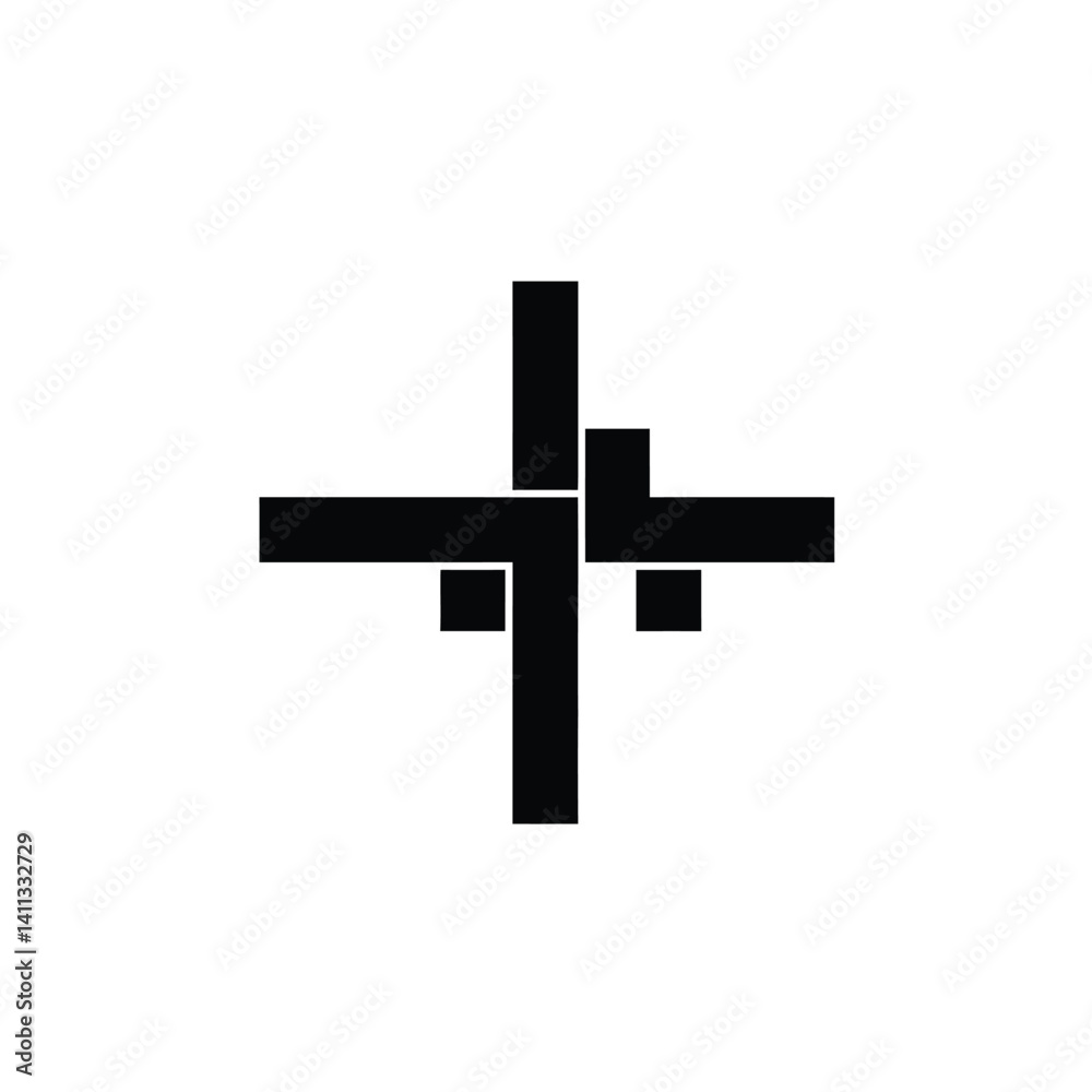 Fototapeta premium Abstract Interlocking Geometric Shapes Modern Minimalist Black And White Design