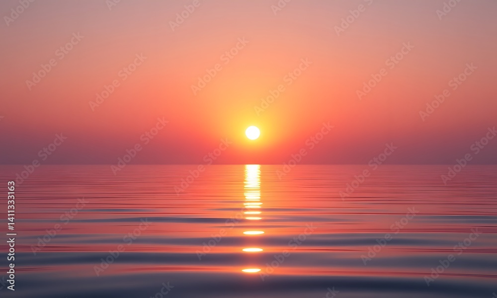 Fototapeta premium A sunset over calm waters.