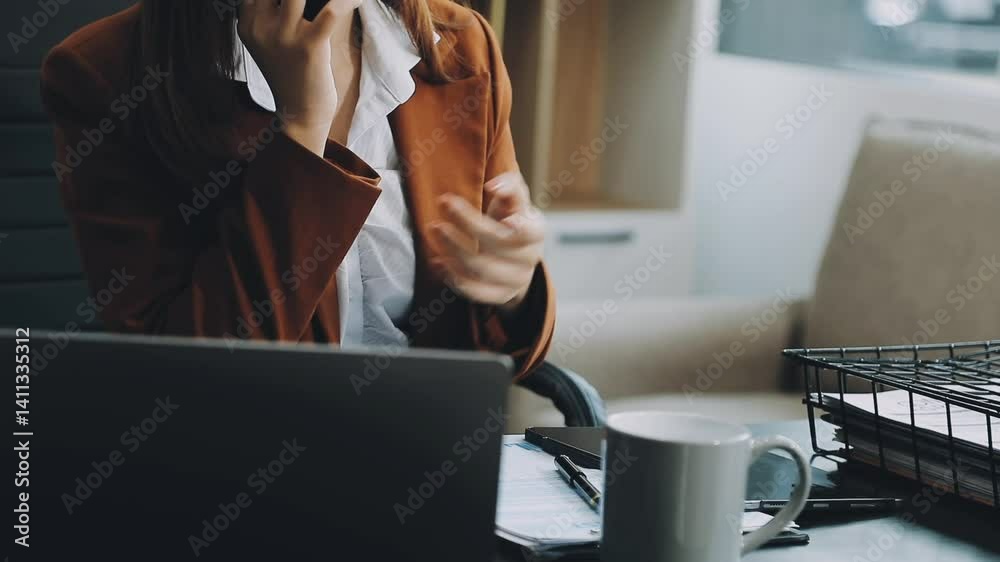 Auditor and accountant team working in office, analyze financial data and accounting record with calculator. Accounting company provide finance and taxation planning for profitable cash flow.