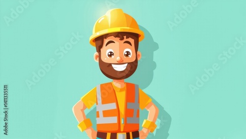 Construction worker in helmet and safety vest