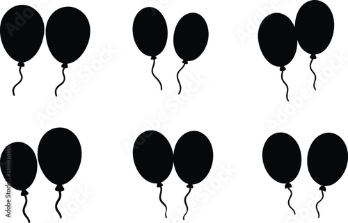 Balloon Pairs Silhouette Vector Set