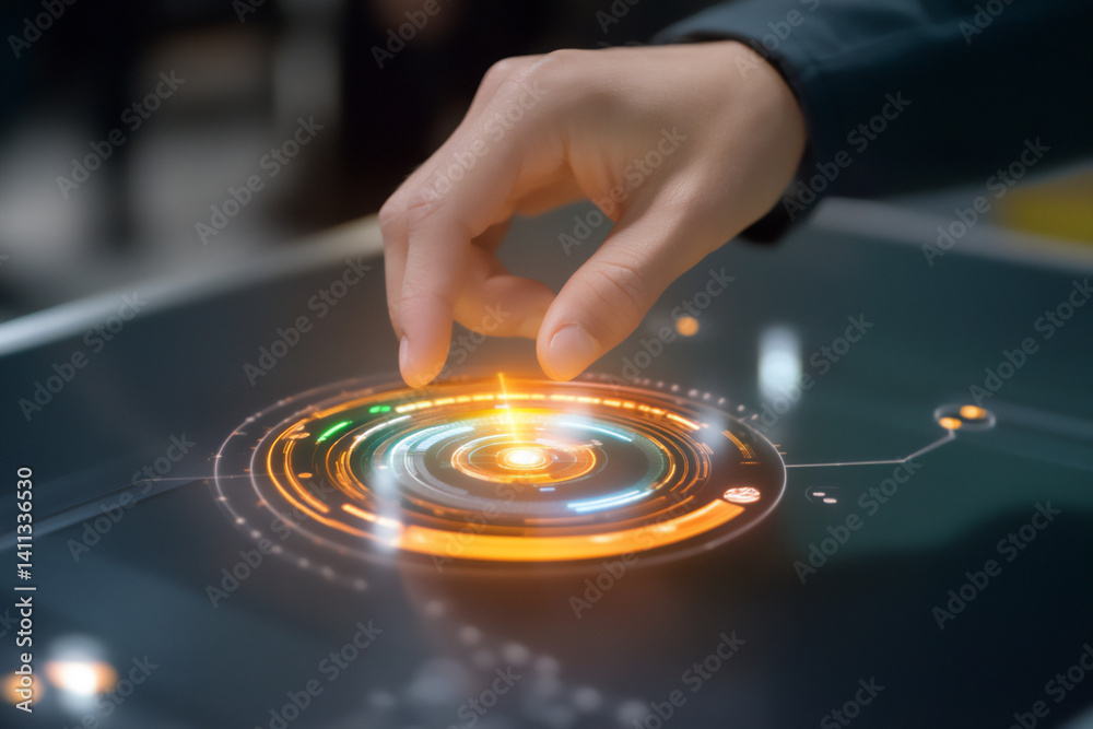 Naklejka premium interactive holographic ar information system