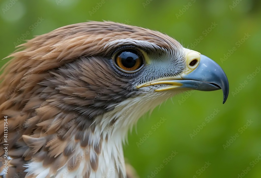 Majestic Hawk Portrait: Brown Feathers, Keen Gaze, Natural Beauty Majestic Hawk Portrait: Brown Feathers, Keen Gaze, Natural Beauty
