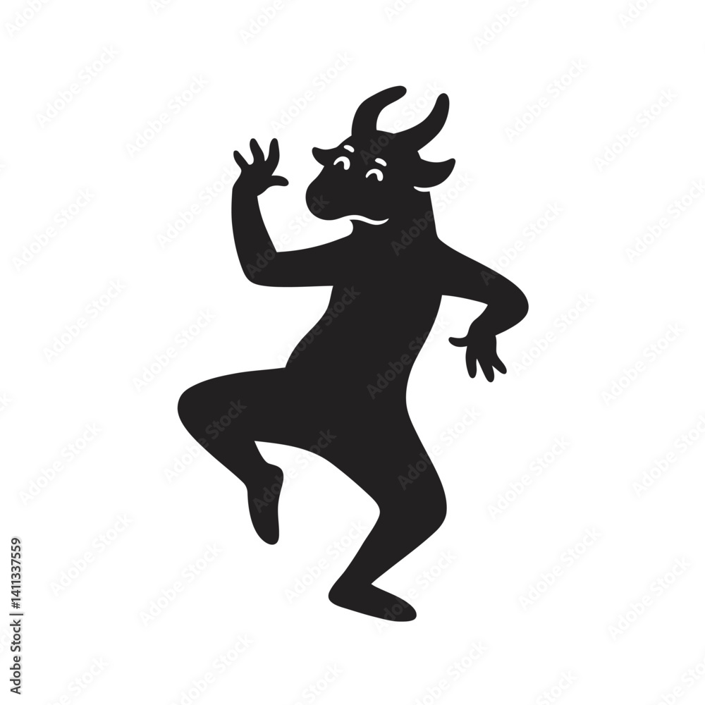 Dancing Goat Silhouette Cheerful Cartoon Animal Character Illustration Isolated On White Dancing Goat Silhouette Cheerful Cartoon Animal Character Illustration Isolated On White