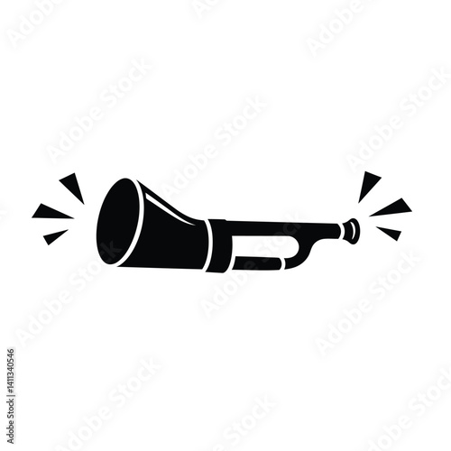 Trumpet Vector Illustration Black And White Simple Graphic Design Horn Blower Concept